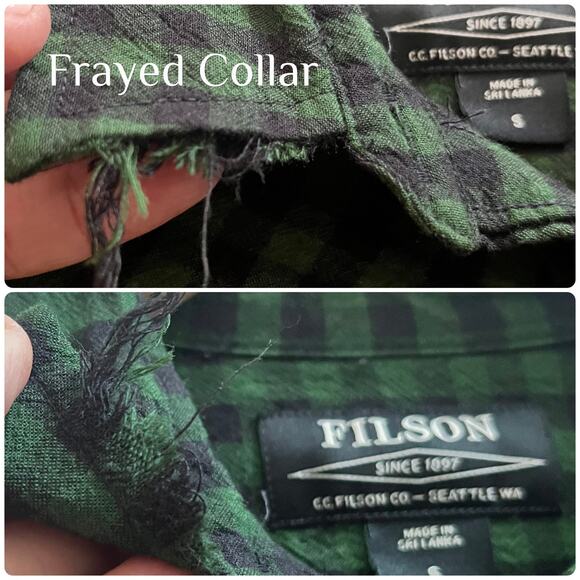 Filson Women’s Flaw Modal Wool Blend Green Black Plaid Button Down Shirt Small - Picture 10 of 14